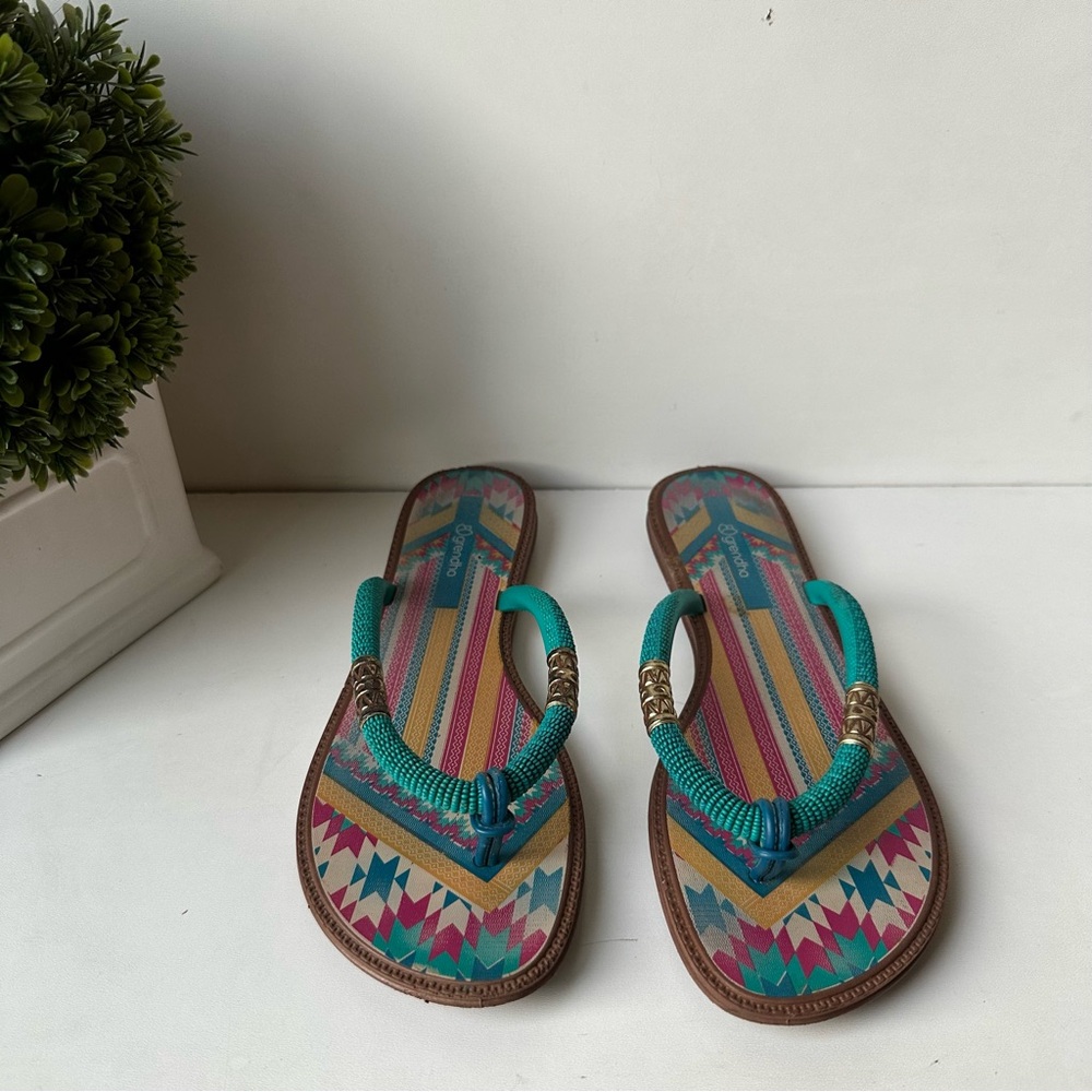 Grendha Women’s Multicolor Sandal/flip Flops  Bohemian Style Size:8